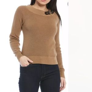 Ralph Lauren Faux Leather Buckle Detail Sweater